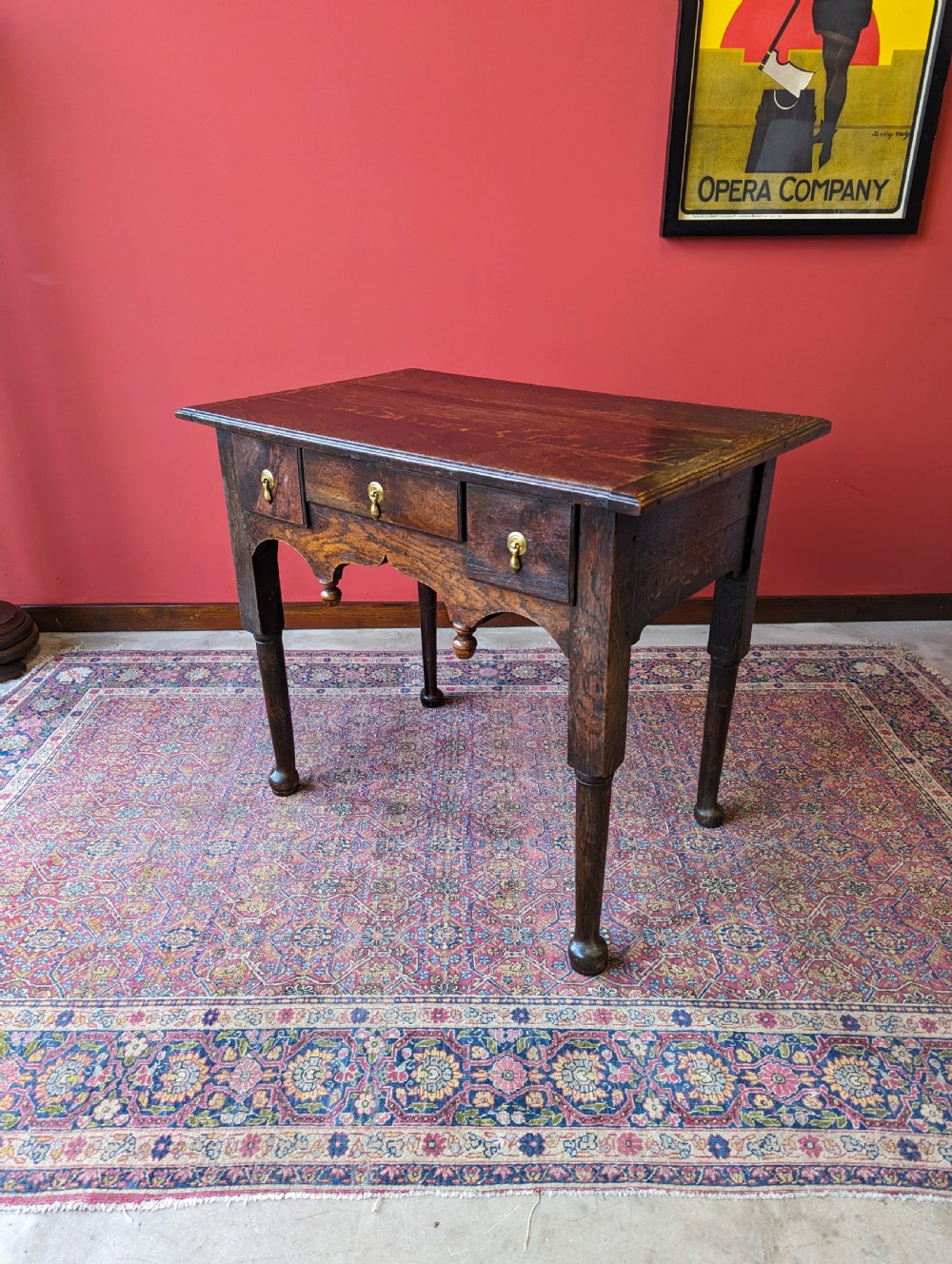 Antique Early 20th Century Oak Lowboy Side Table View IX