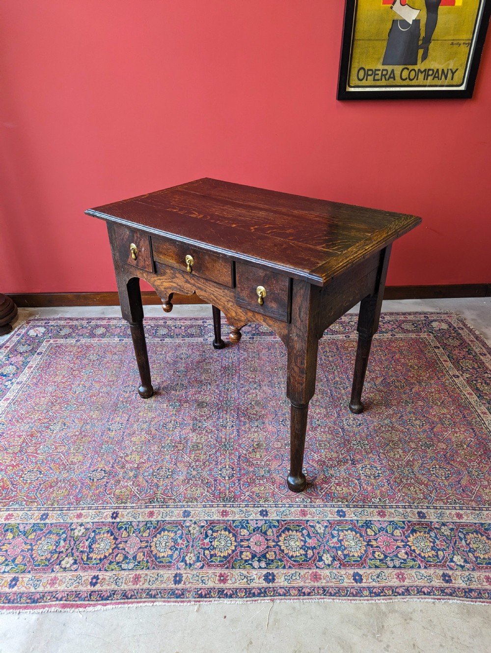 Antique Early 20th Century Oak Lowboy Side Table View X