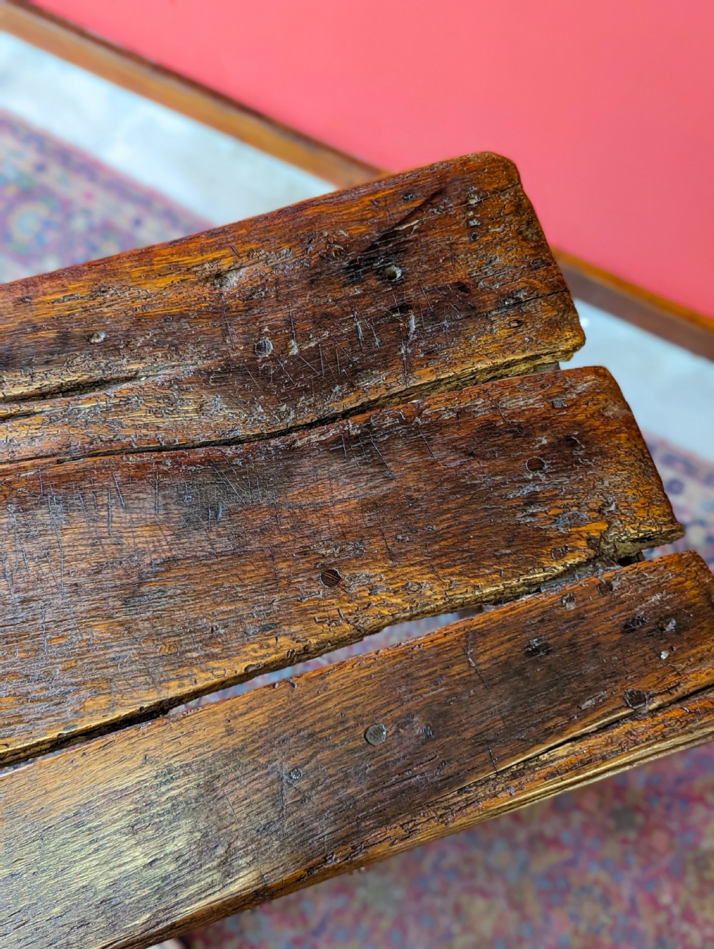 Antique 17th Century Oak & Elm Side Table View III