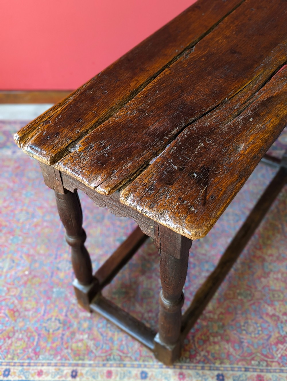 Antique 17th Century Oak & Elm Side Table View VIII