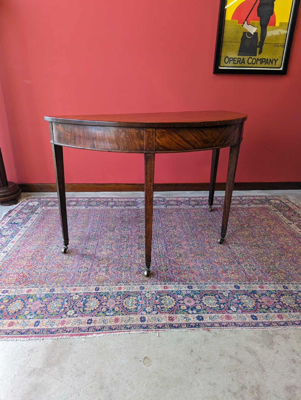 Antique Victorian Mahogany D-End / Demilune Side Table