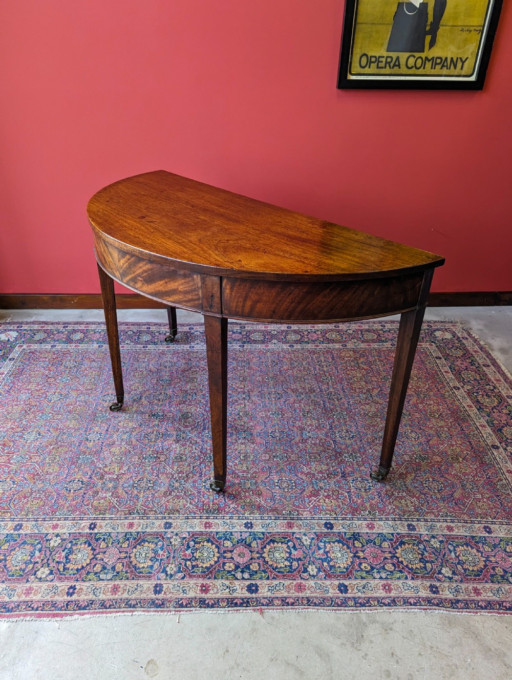Antique Victorian Mahogany D-End / Demilune Side Table View II