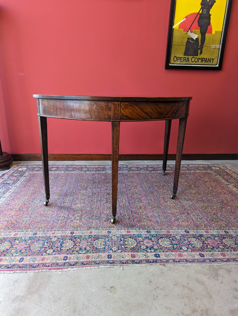 Antique Victorian Mahogany D-End / Demilune Side Table View III
