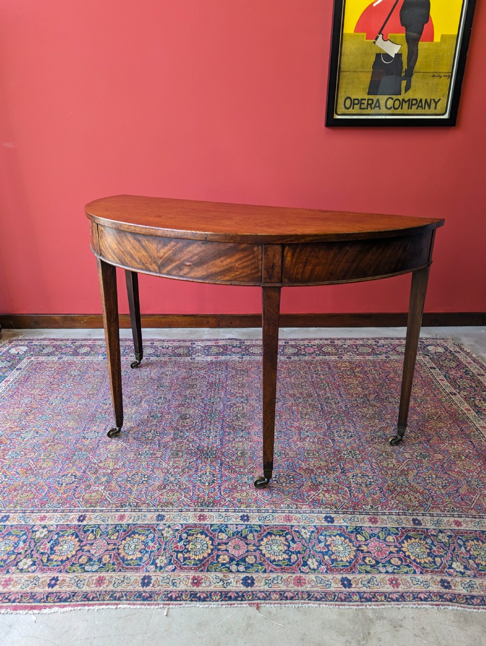 Antique Victorian Mahogany D-End / Demilune Side Table View IV