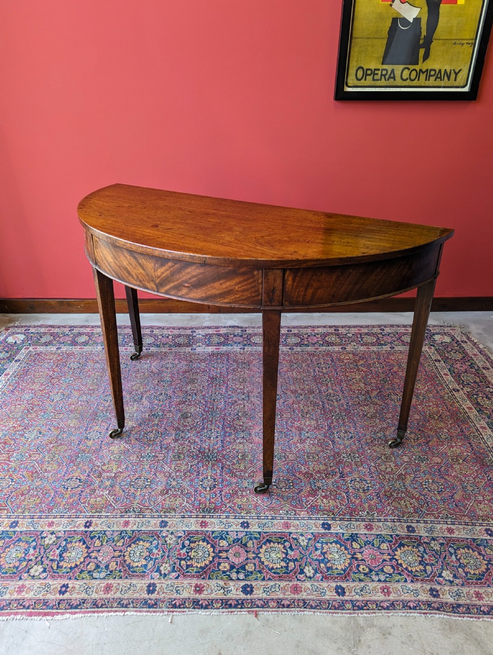 Antique Victorian Mahogany D-End / Demilune Side Table View V