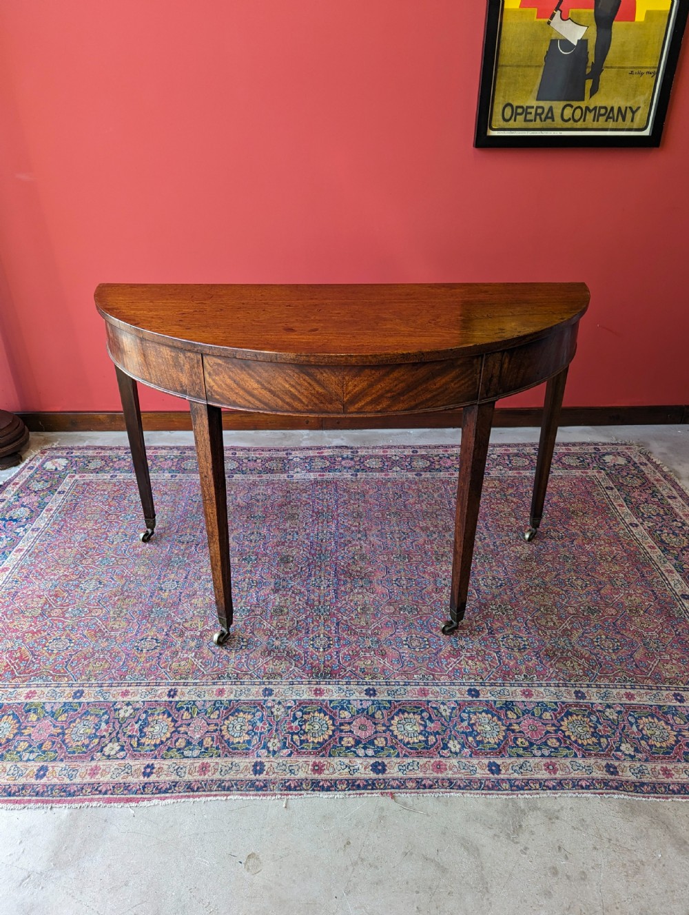 Antique Victorian Mahogany D-End / Demilune Side Table View VI