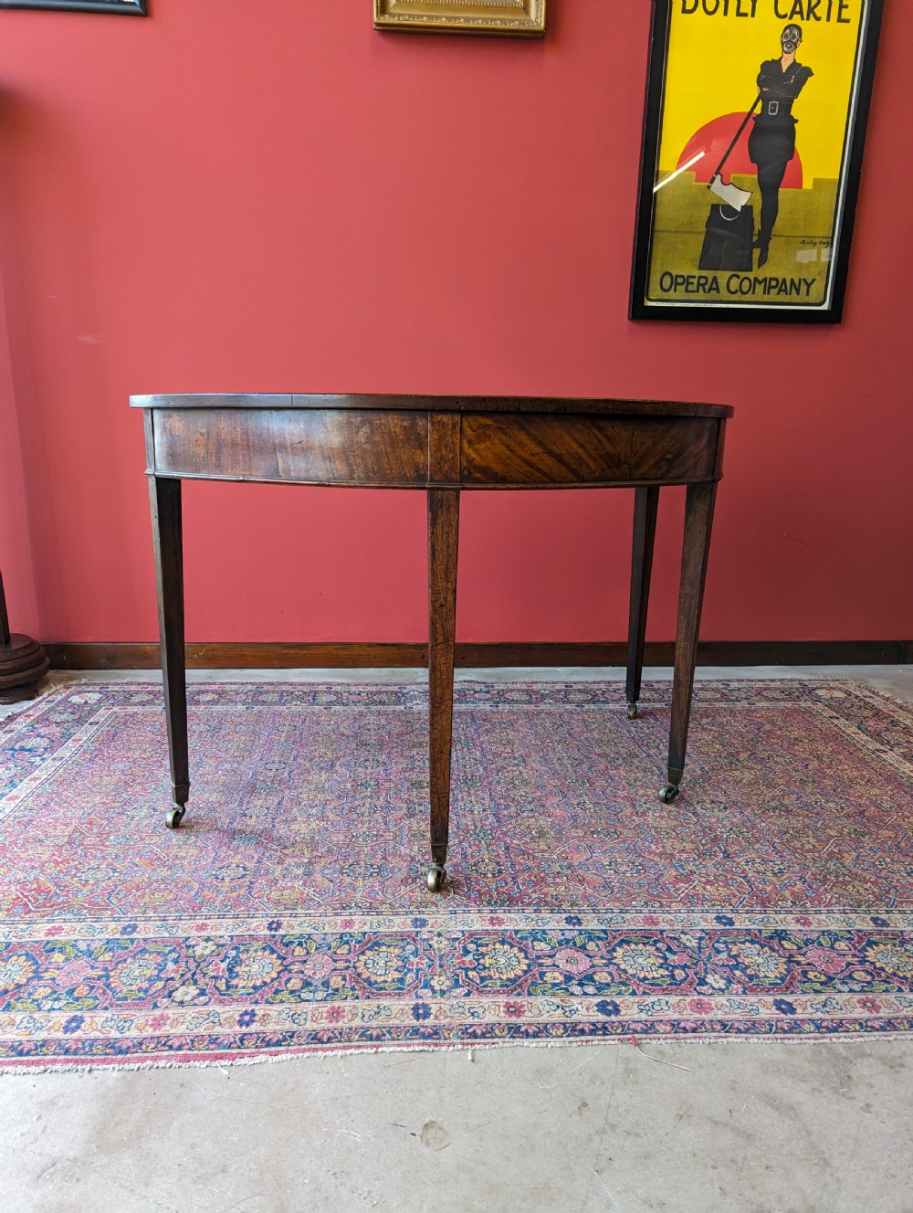 Antique Victorian Mahogany D-End / Demilune Side Table View VII