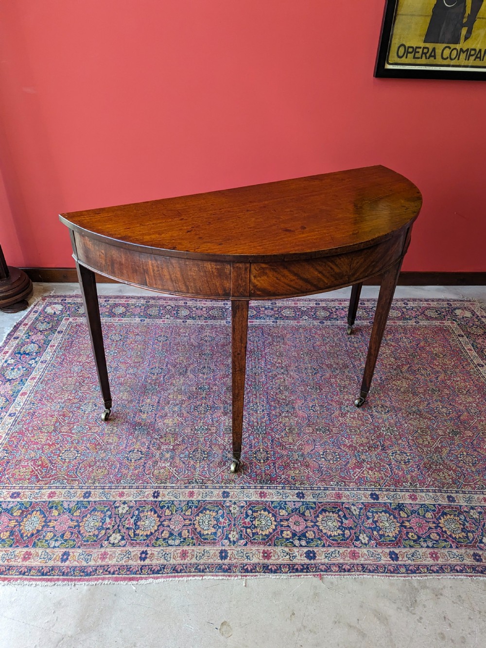 Antique Victorian Mahogany D-End / Demilune Side Table View VIII