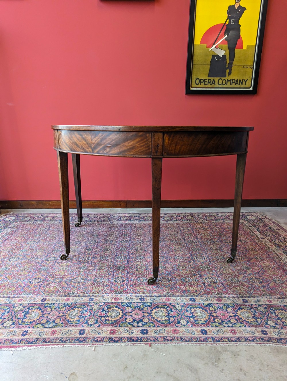 Antique Victorian Mahogany D-End / Demilune Side Table View IX