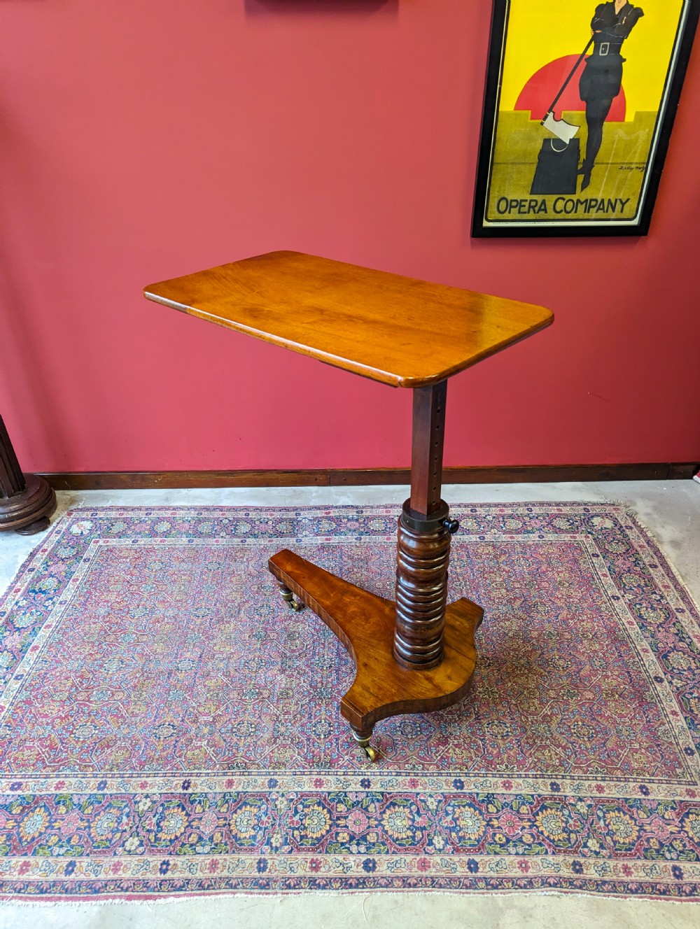 Antique 19th Century Mahogany Rise & Fall Over Chair Reading Table