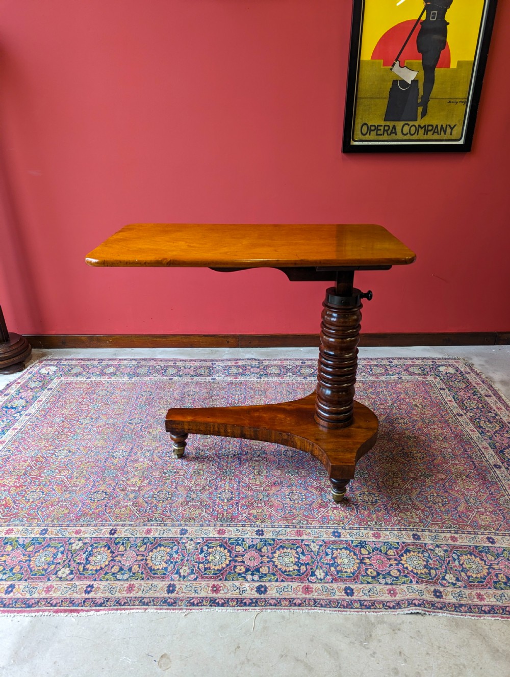 Antique 19th Century Mahogany Rise & Fall Over Chair Reading Table View VI