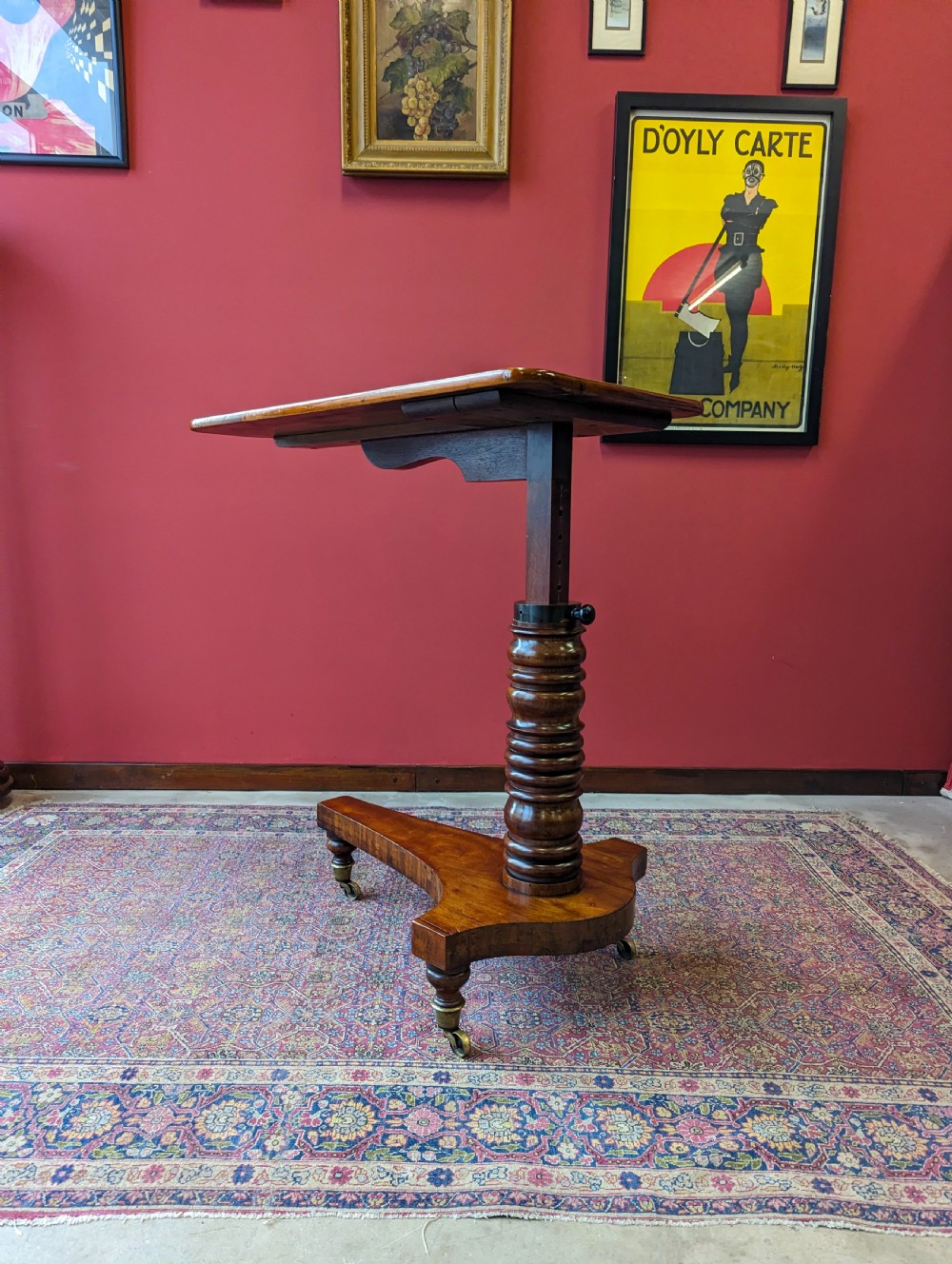 Antique 19th Century Mahogany Rise & Fall Over Chair Reading Table View VII