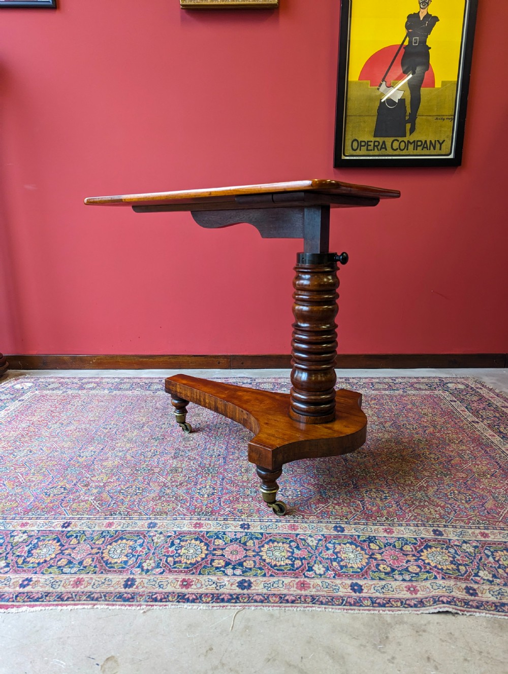 Antique 19th Century Mahogany Rise & Fall Over Chair Reading Table View X