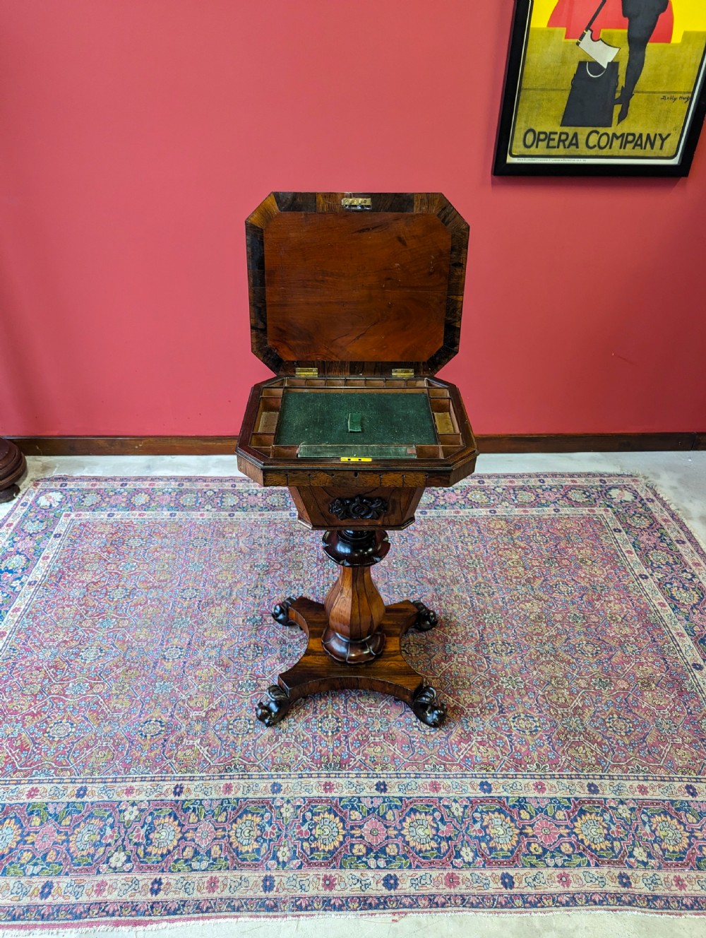 Antique Early Victorian Rosewood Sewing Table / Work Table View III