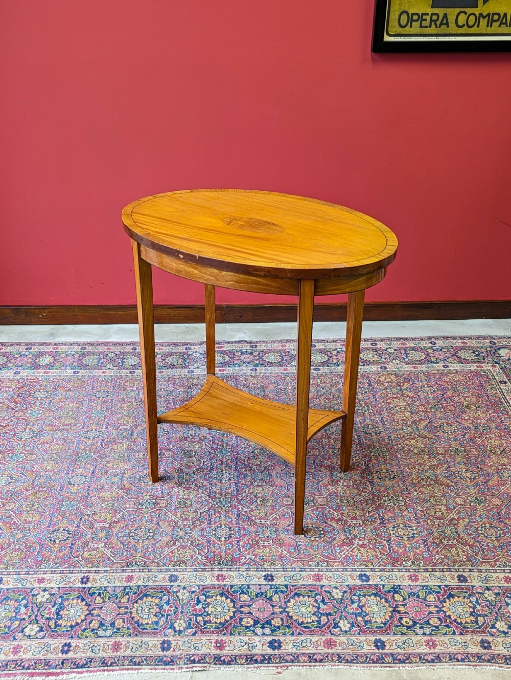 Antique Edwardian Yew Oval Occasional Table