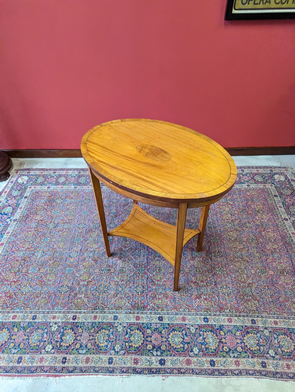 Antique Edwardian Yew Oval Occasional Table View III