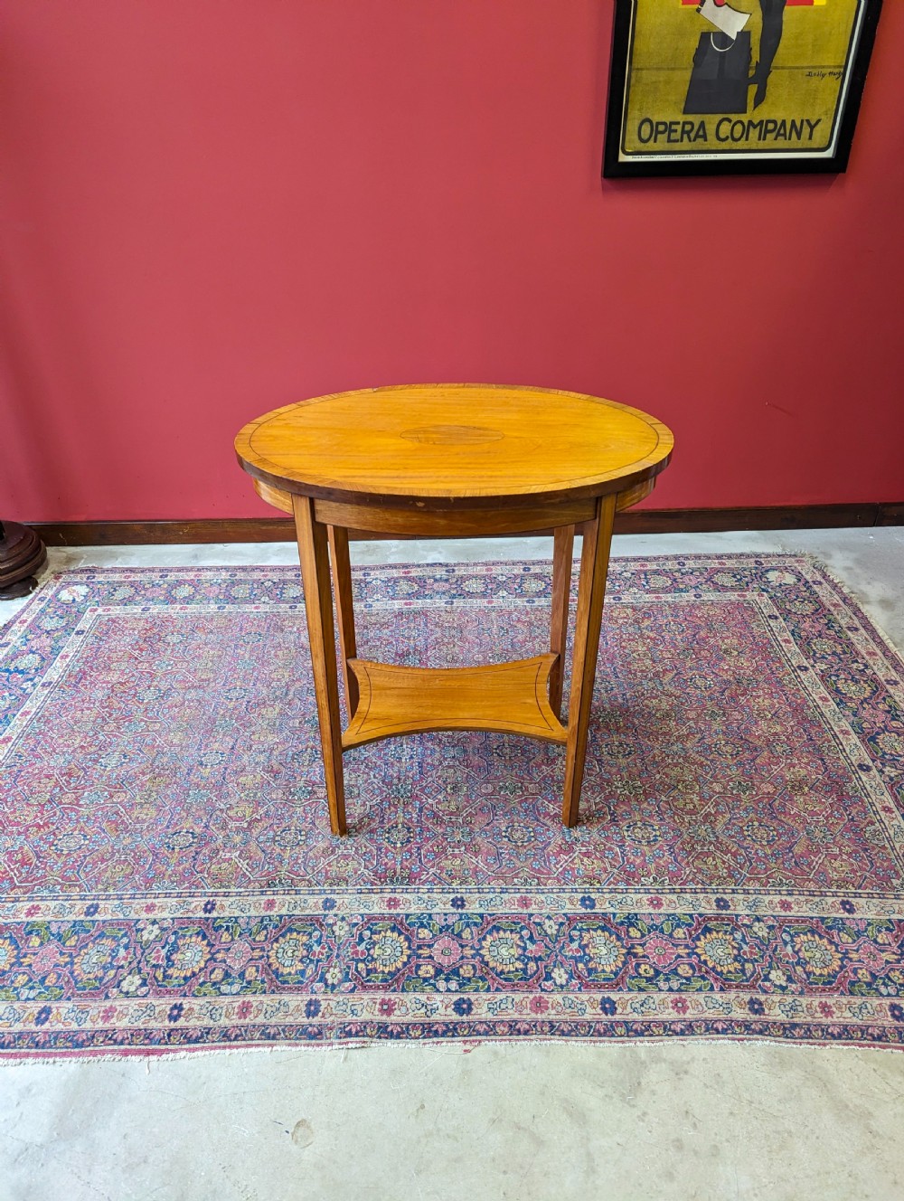 Antique Edwardian Yew Oval Occasional Table View V