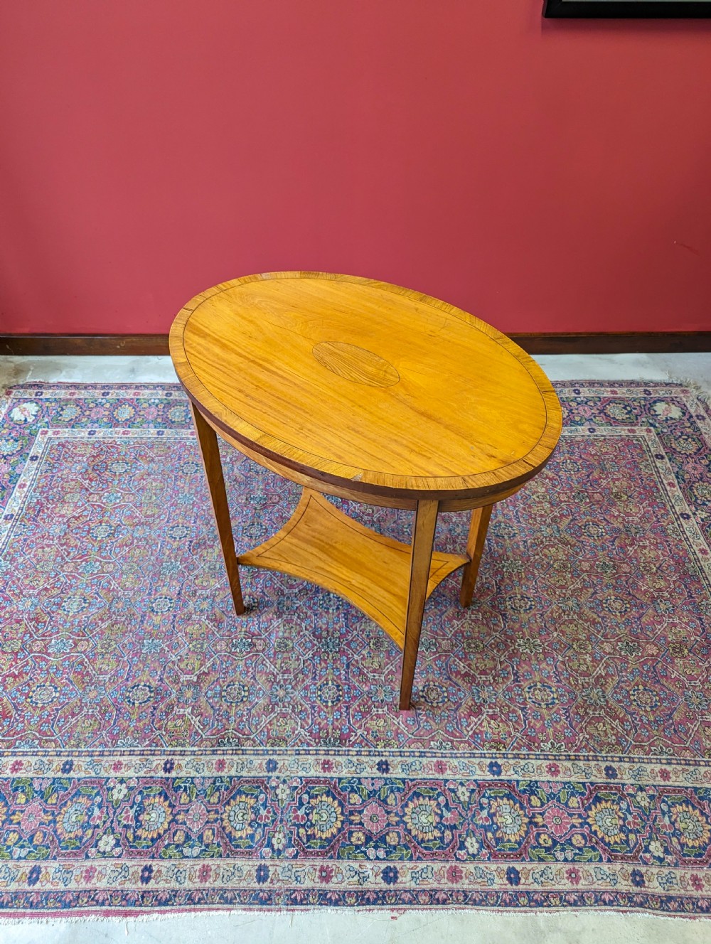 Antique Edwardian Yew Oval Occasional Table View X