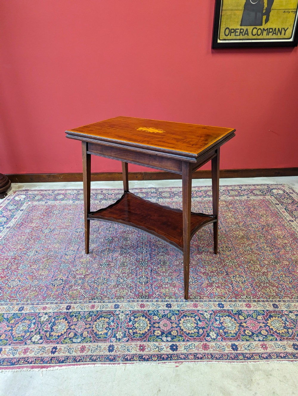 Antique Edwardian Inlaid Mahogany Tea Table