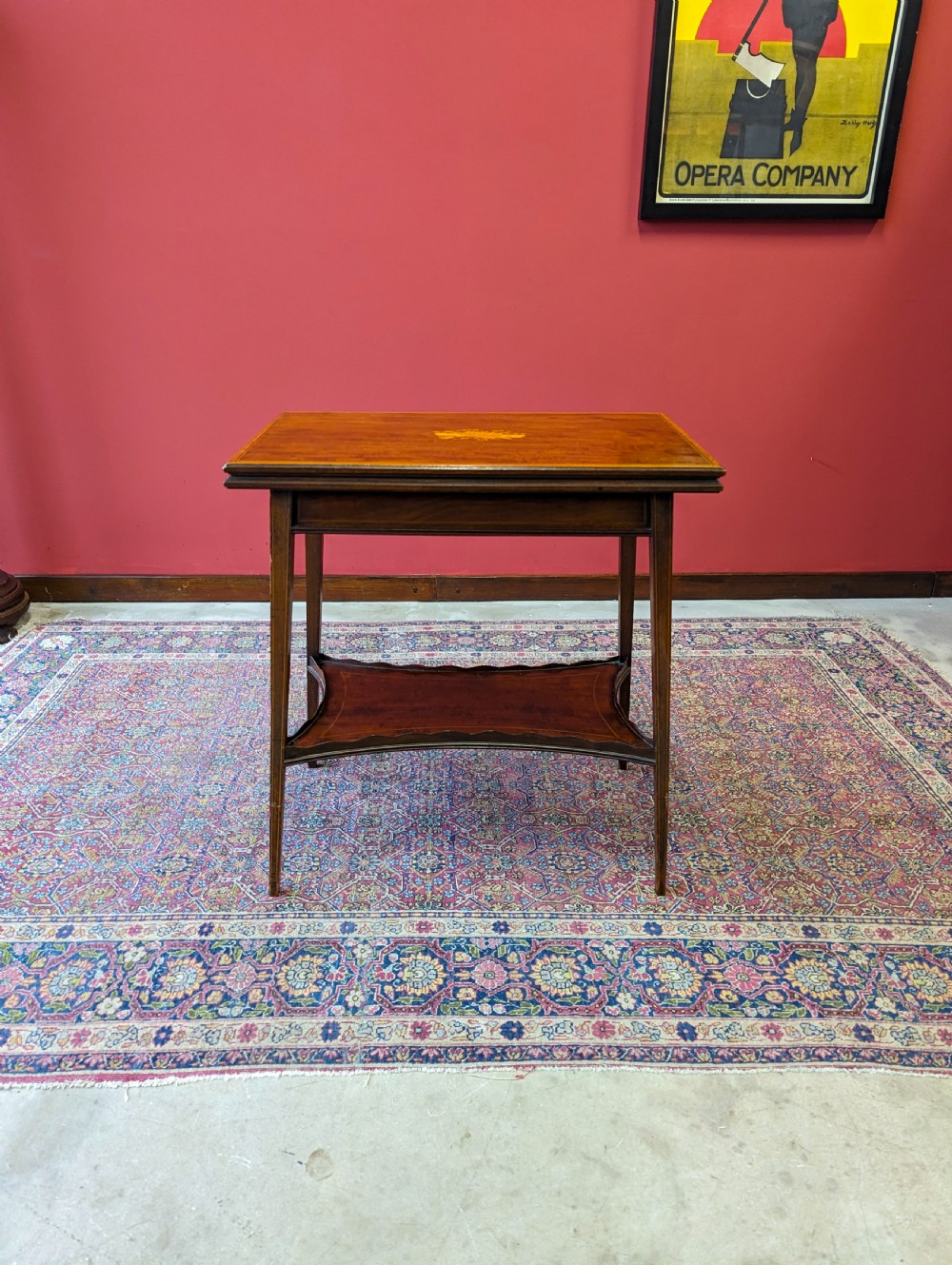 Antique Edwardian Inlaid Mahogany Tea Table View II