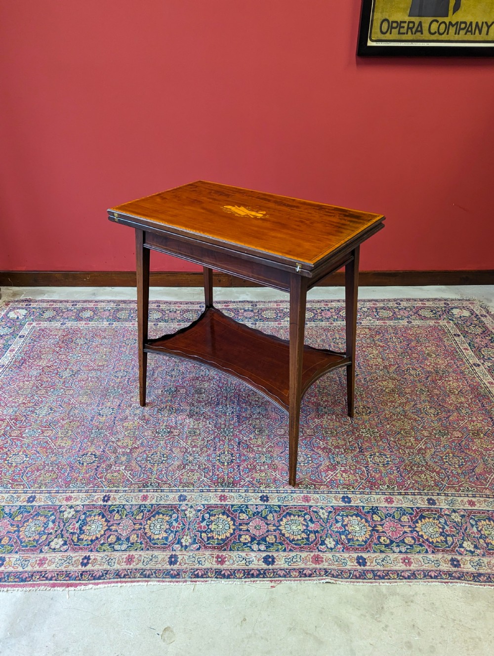 Antique Edwardian Inlaid Mahogany Tea Table View IV