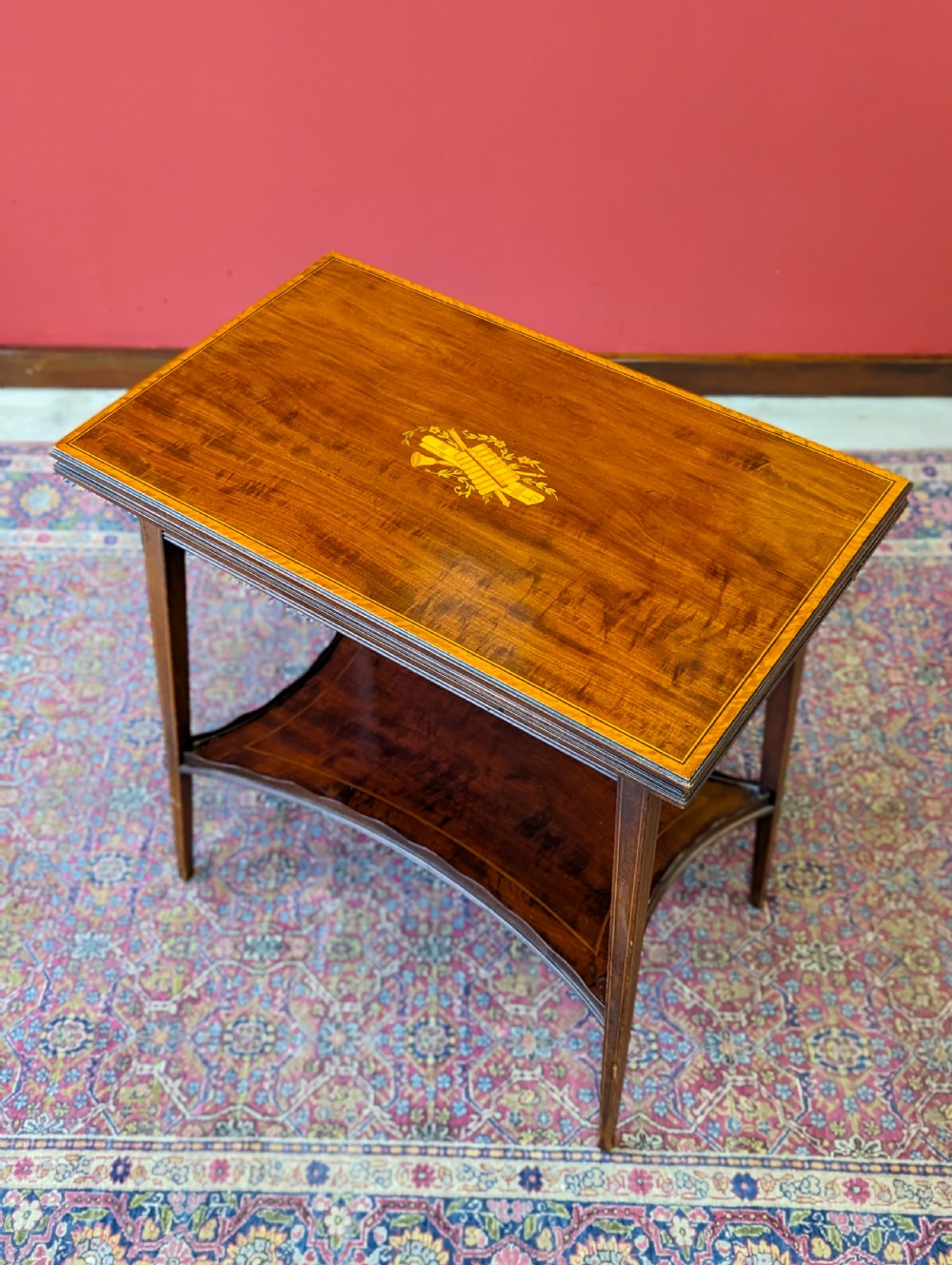 Antique Edwardian Inlaid Mahogany Tea Table View VI
