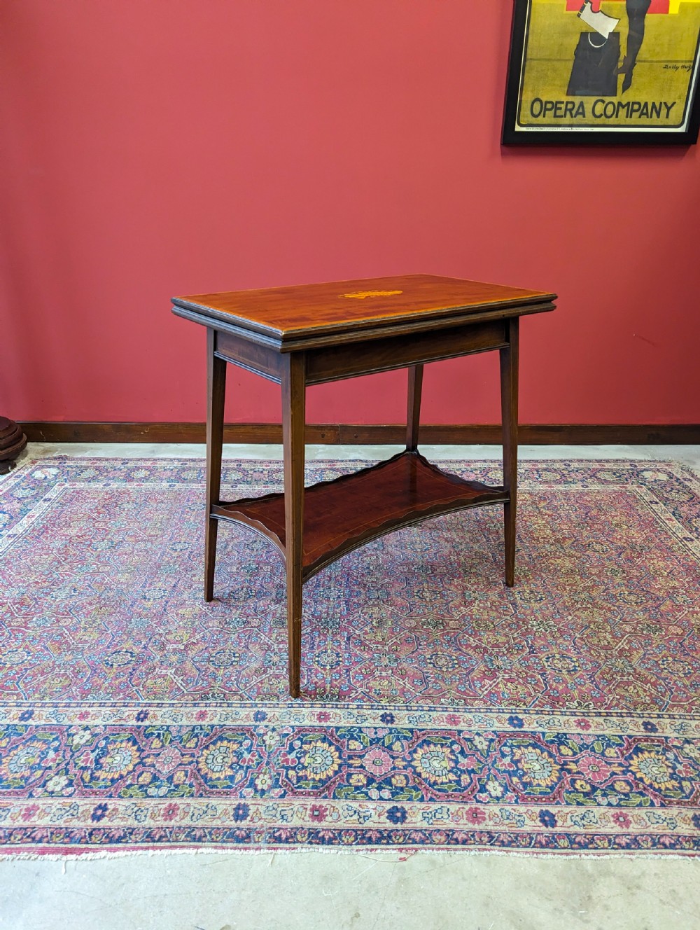 Antique Edwardian Inlaid Mahogany Tea Table View IX