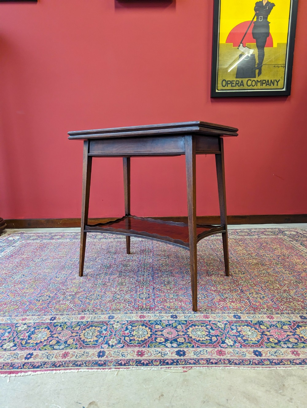 Antique Edwardian Inlaid Mahogany Tea Table View X
