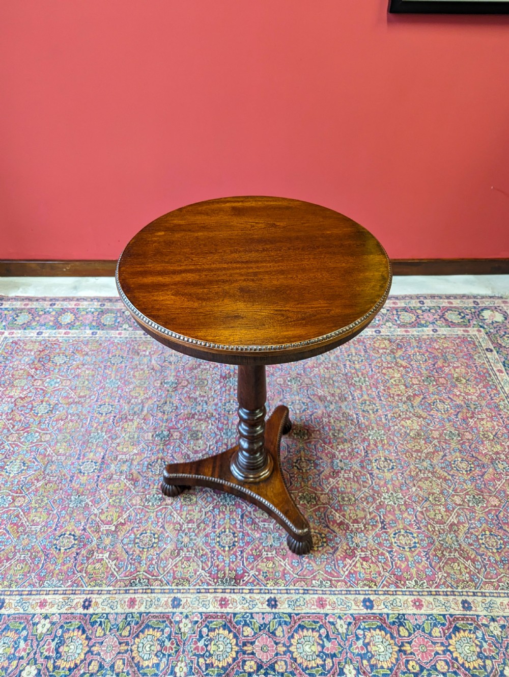 Antique Regency Circular Mahogany Pedestal Occasional Table View III