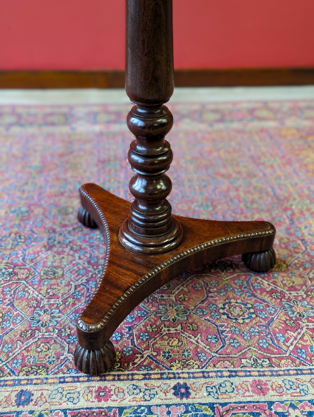 Antique Regency Circular Mahogany Pedestal Occasional Table View VIII