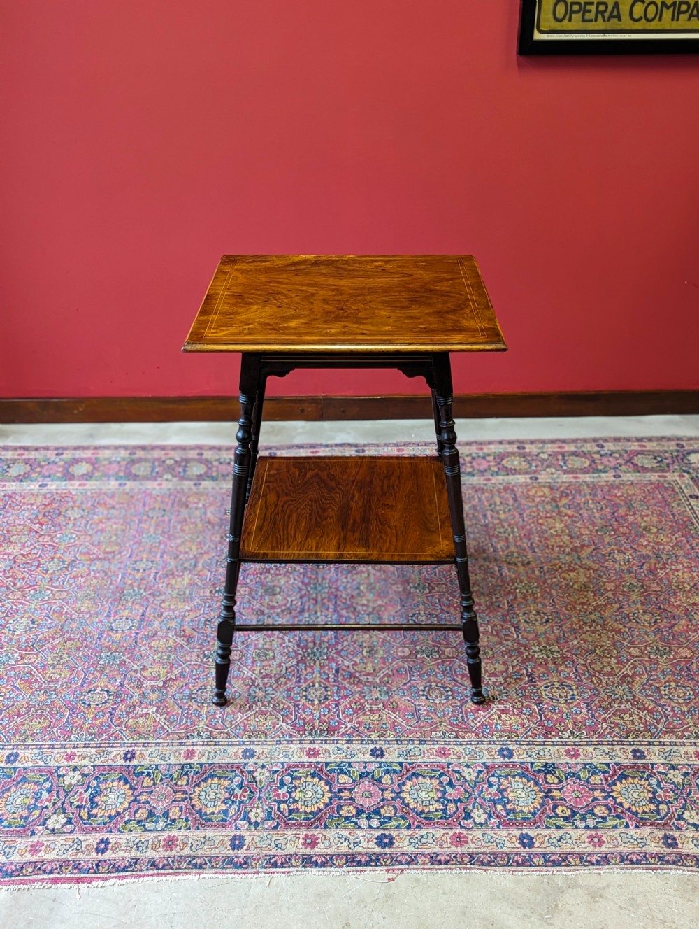 Antique 19th Century Square Rosewood Occasional Table View IX