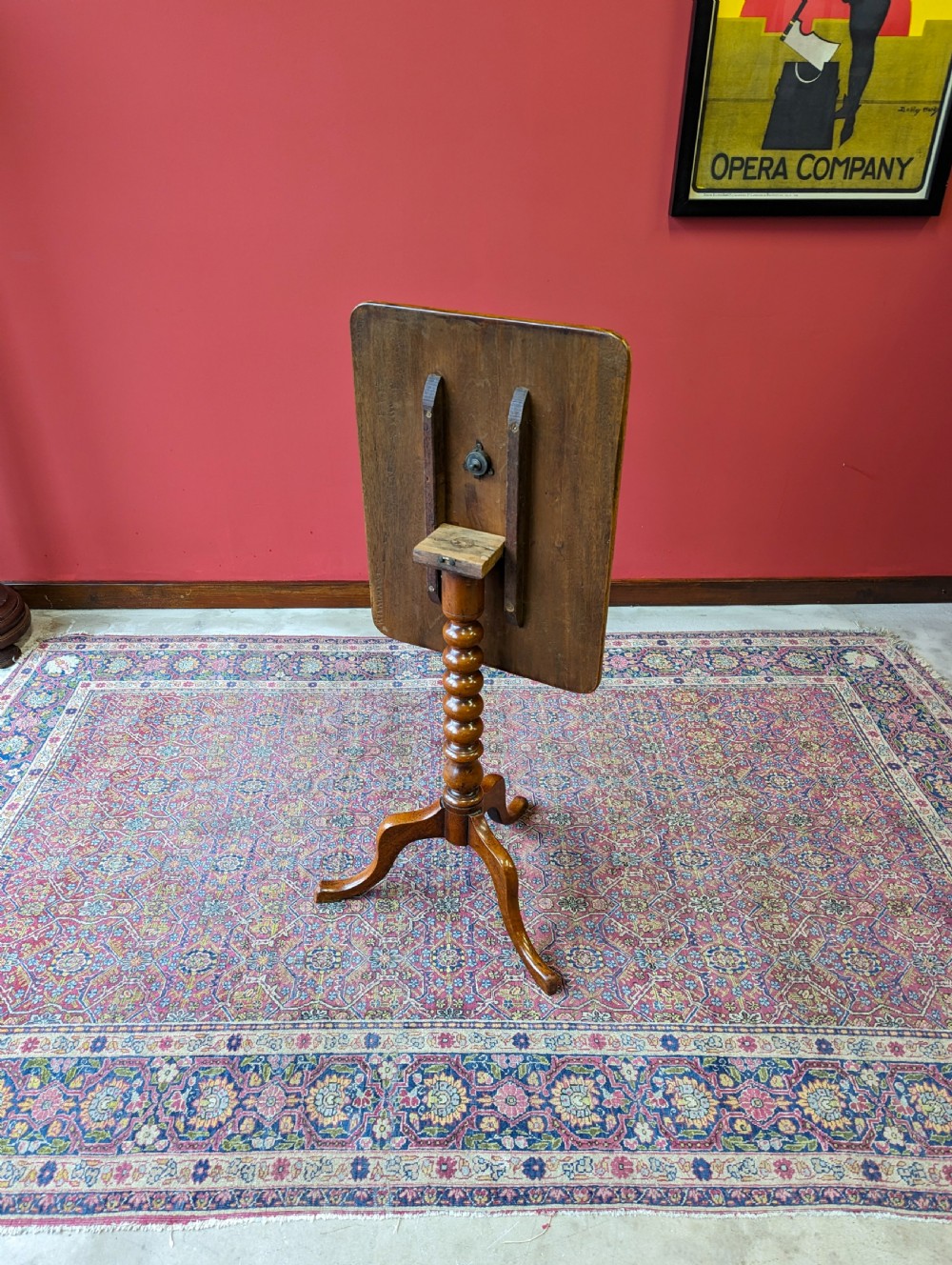 Antique 19th Century Fruitwood Bobbin Tilt Top Occasional Table View II