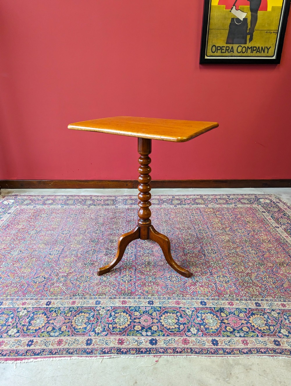 Antique 19th Century Fruitwood Bobbin Tilt Top Occasional Table View III