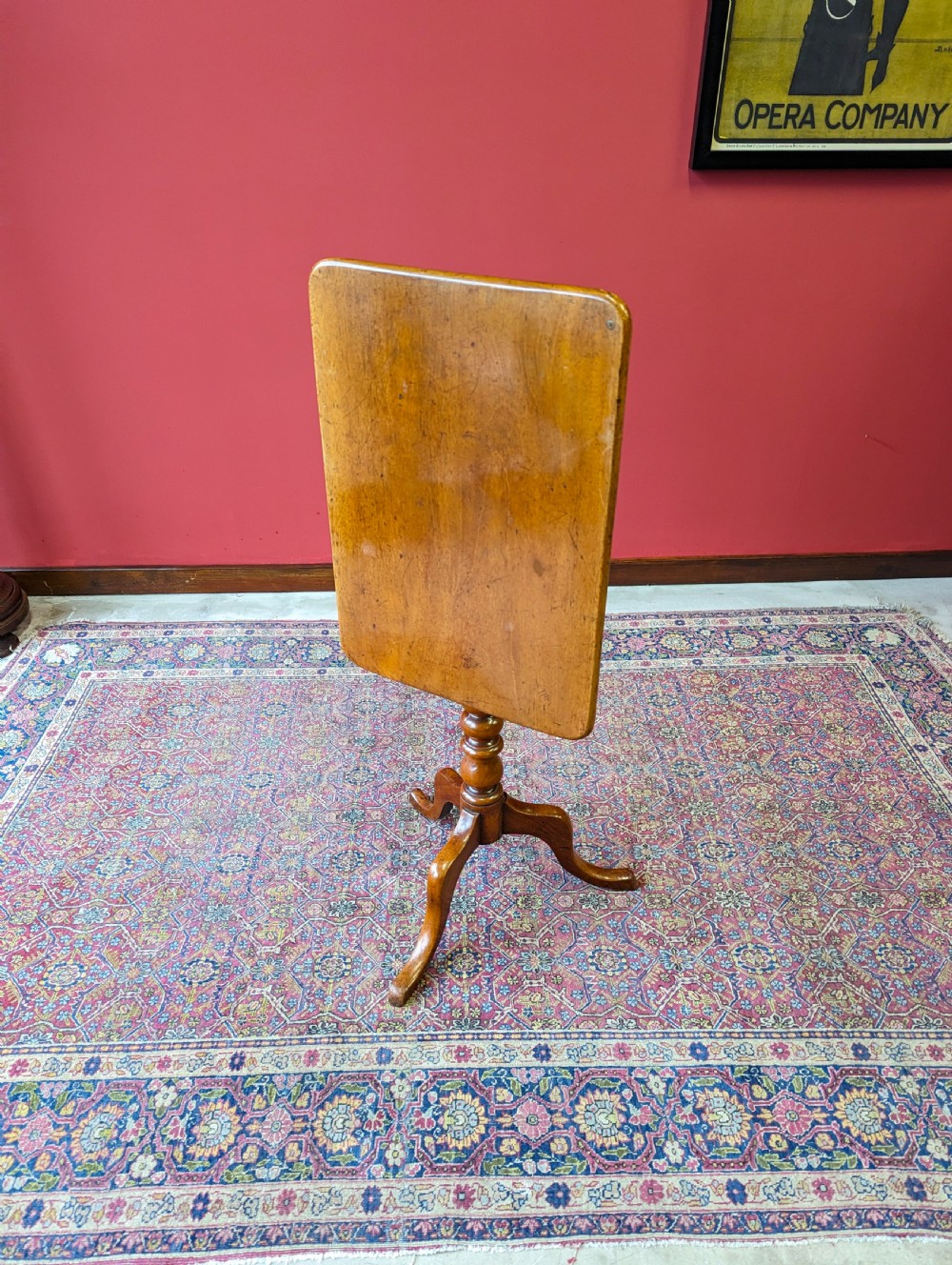Antique 19th Century Fruitwood Bobbin Tilt Top Occasional Table View IV