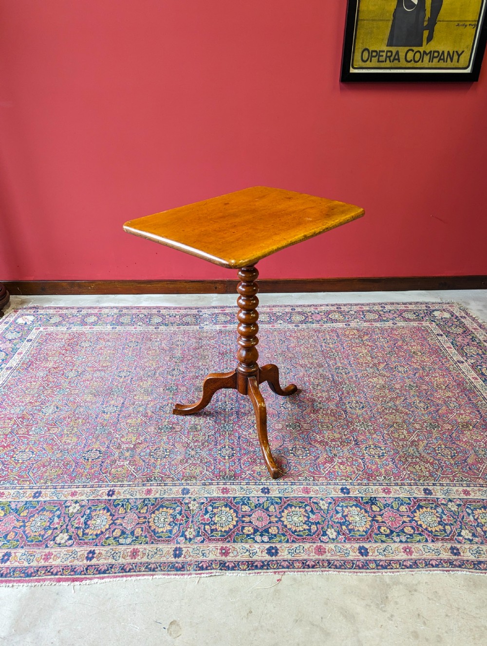 Antique 19th Century Fruitwood Bobbin Tilt Top Occasional Table View V