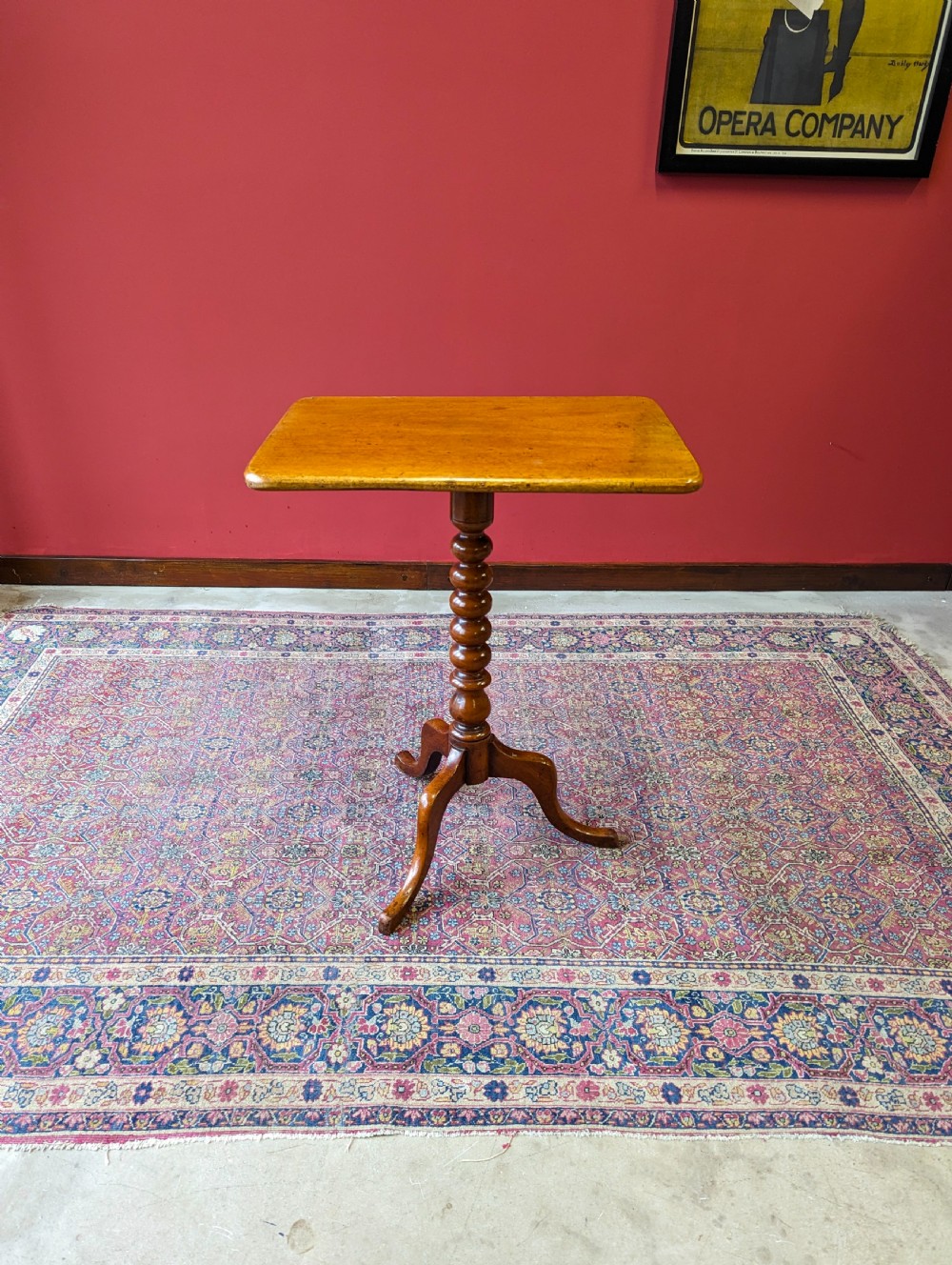 Antique 19th Century Fruitwood Bobbin Tilt Top Occasional Table View VI