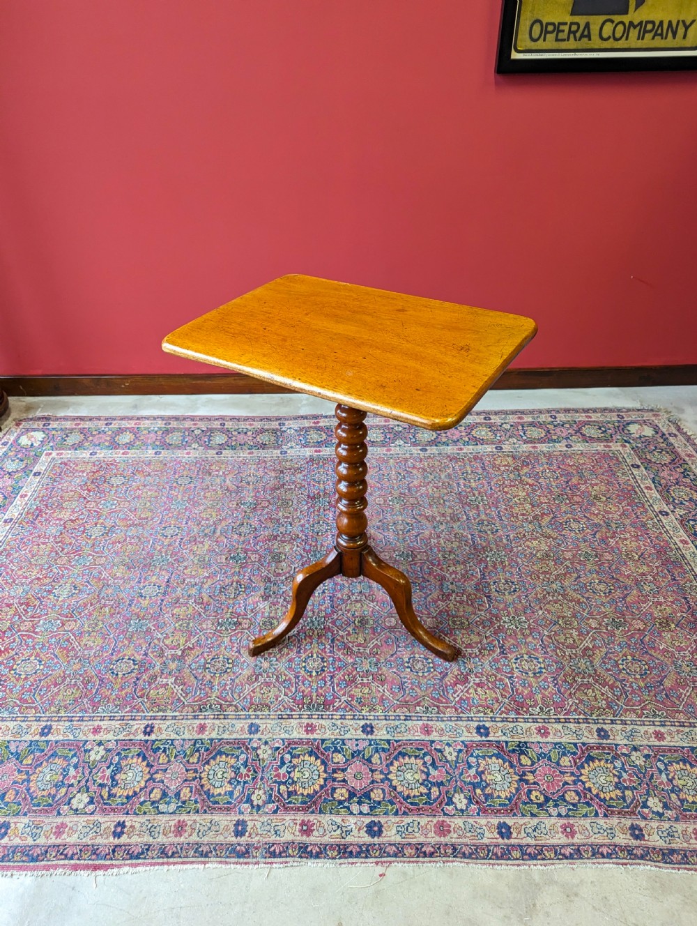 Antique 19th Century Fruitwood Bobbin Tilt Top Occasional Table View VII