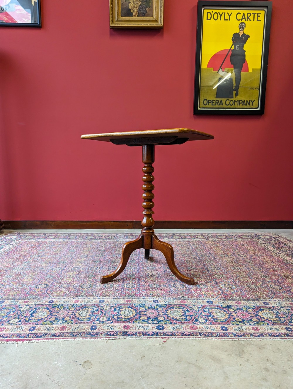 Antique 19th Century Fruitwood Bobbin Tilt Top Occasional Table View X