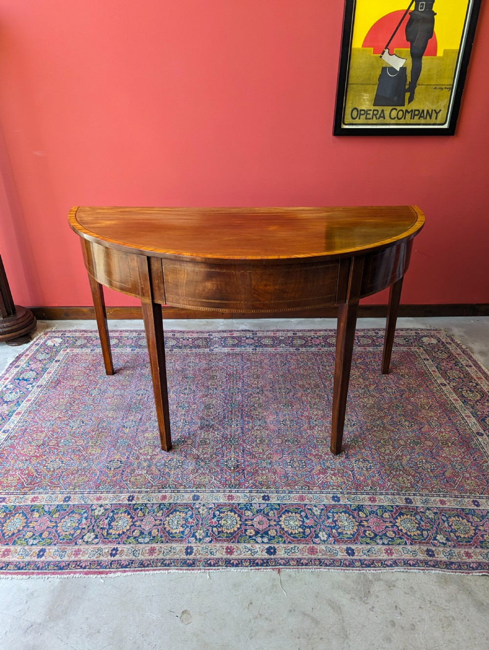 Antique Early 19th Century Mahogany Demilune Sheraton Style Console Table View II