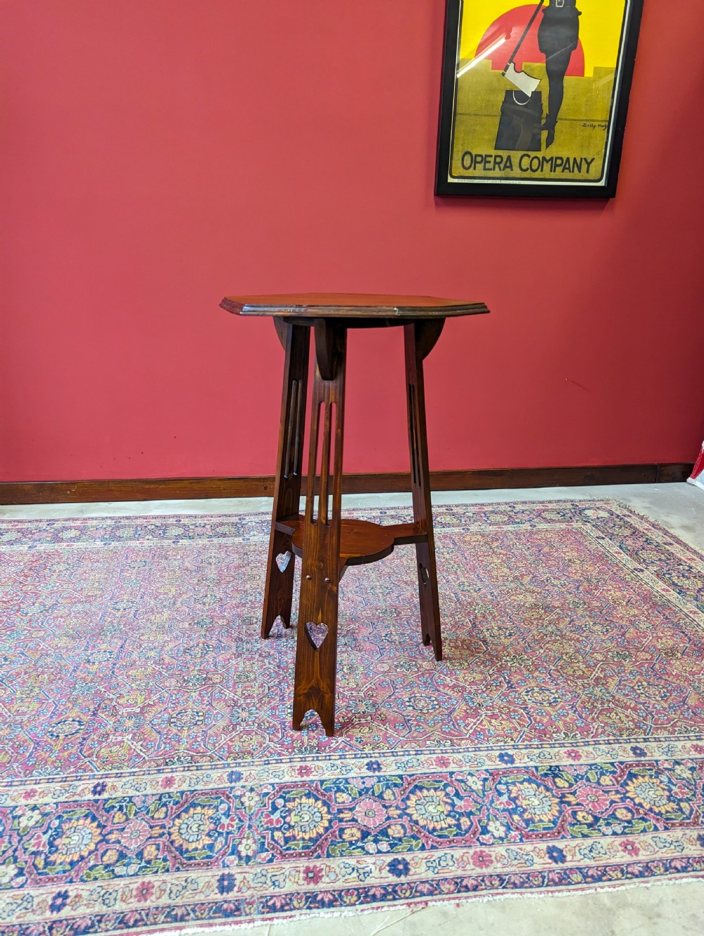 Antique Arts & Crafts Hexagonal Oak Occasional Table View II