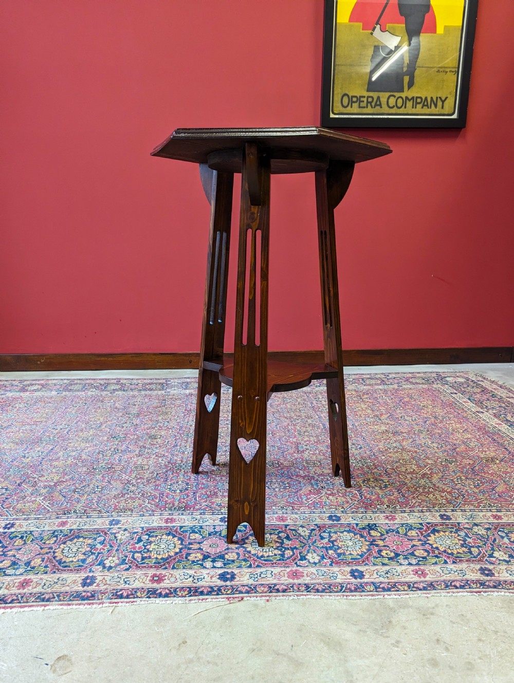 Antique Arts & Crafts Hexagonal Oak Occasional Table View III