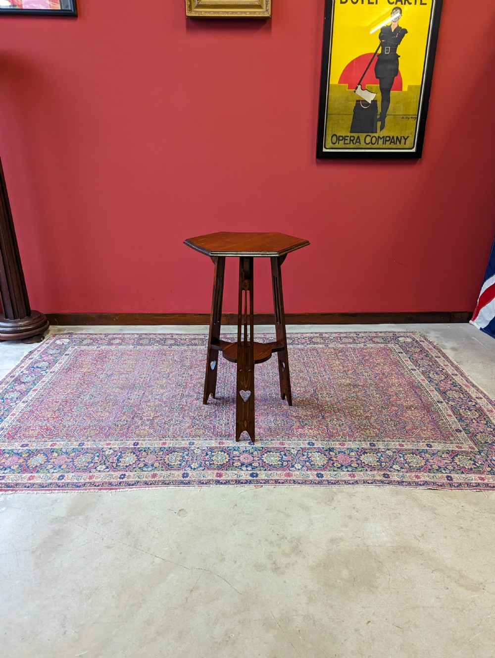 Antique Arts & Crafts Hexagonal Oak Occasional Table View IV