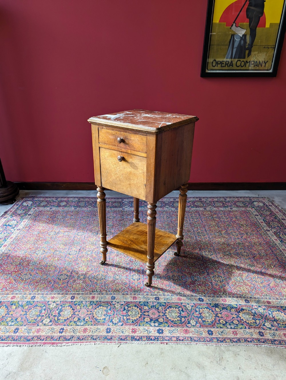 Antique 19th Century French Marble Topped Bedside Pot Cupboard