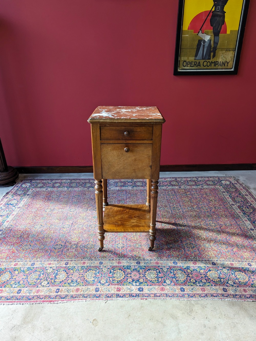 Antique 19th Century French Marble Topped Bedside Pot Cupboard View II