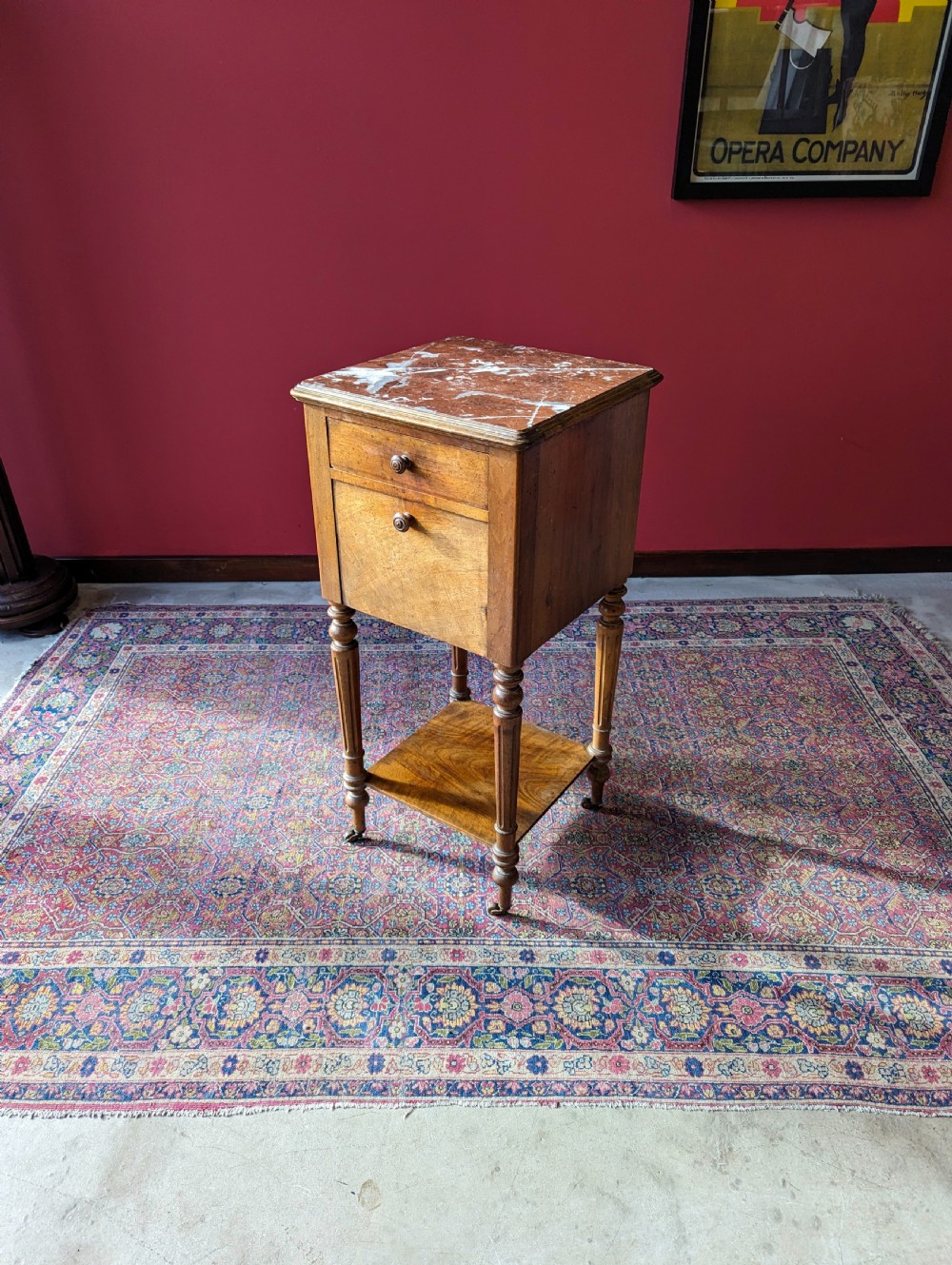 Antique 19th Century French Marble Topped Bedside Pot Cupboard View V