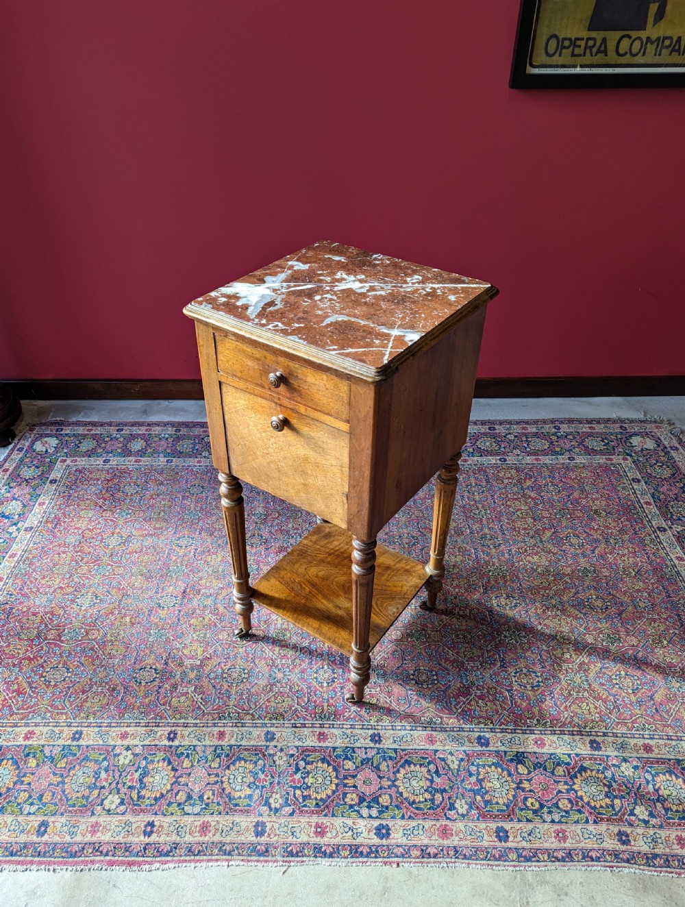 Antique 19th Century French Marble Topped Bedside Pot Cupboard View X