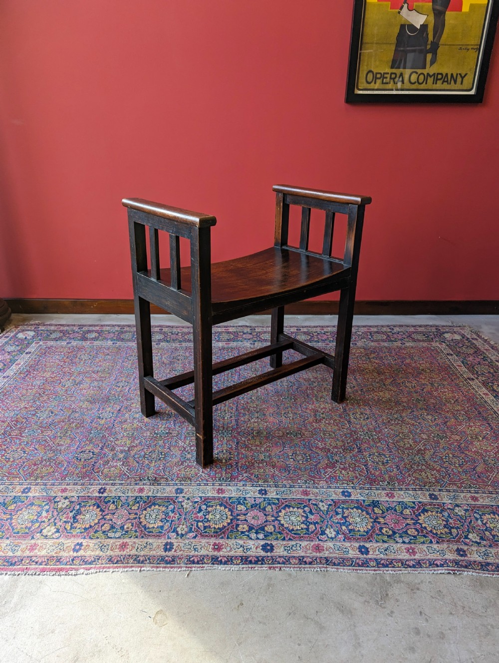 Antique Arts & Crafts Oak Stool View V