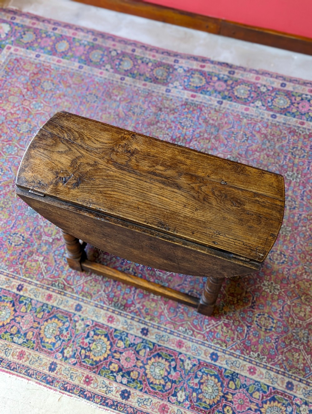 Antique 19th Century Oak Swivel Top Drop Leaf Occasional Table View X