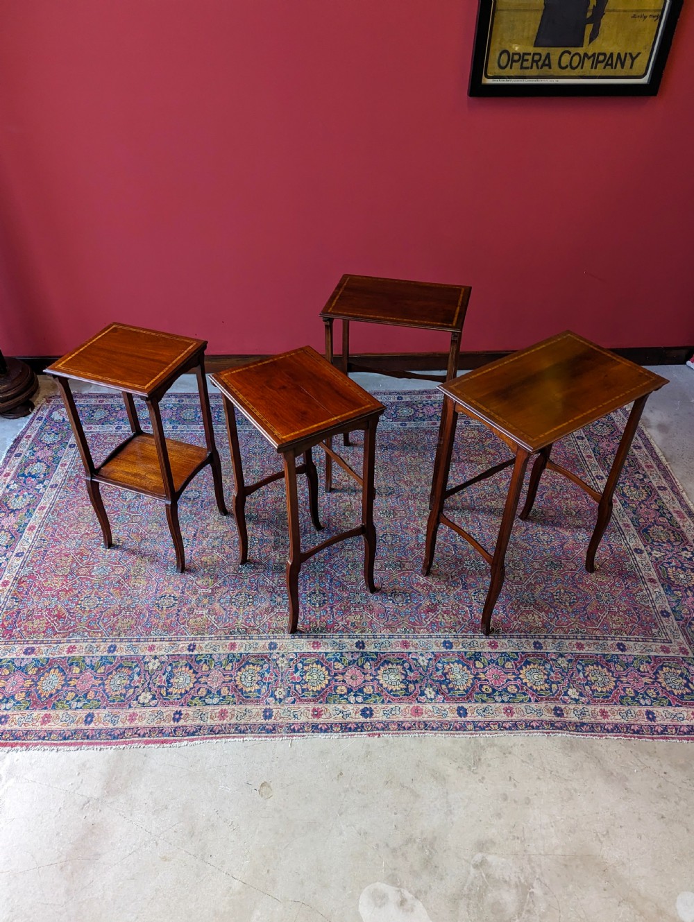 Antique Edwardian Inlaid Mahogany Quartetto Nest of Tables View III