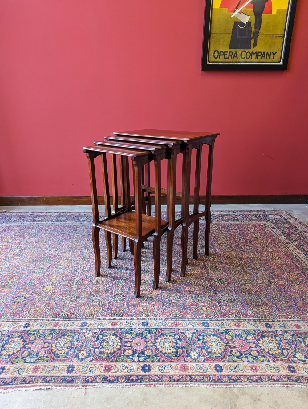 Antique Edwardian Inlaid Mahogany Quartetto Nest of Tables View VII